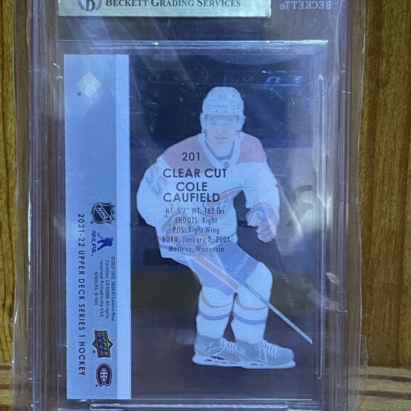 2021-22 beckett graded 9.5 Cole Caufield clear cut young guns card - Picture 2 of 2